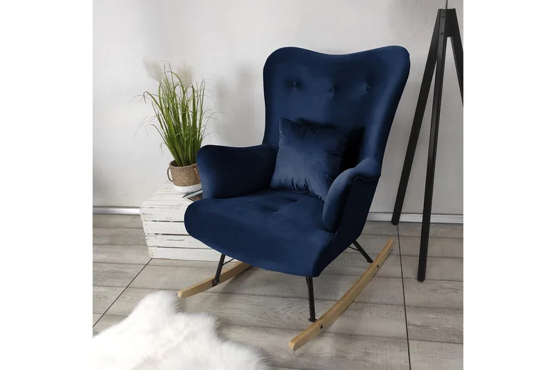 Skandynawski Fåtölj - Sammet/Blå - Möbler - Vardagsrum - Fåtöljer - Sammetsfåtölj