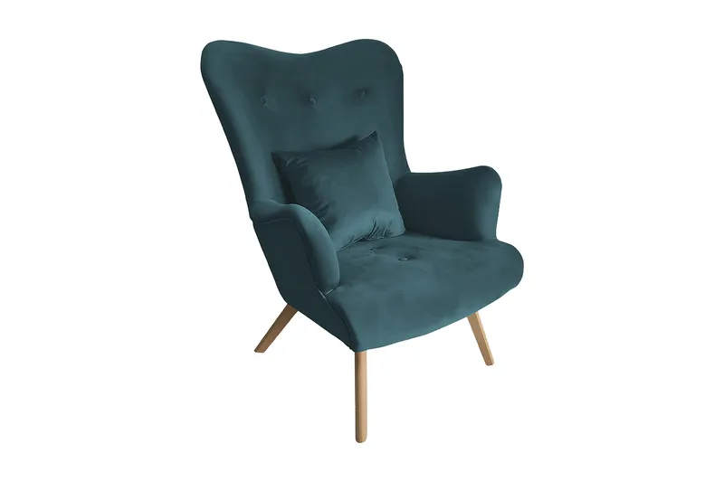 Skandynawski Fåtölj, Sammet/Blå