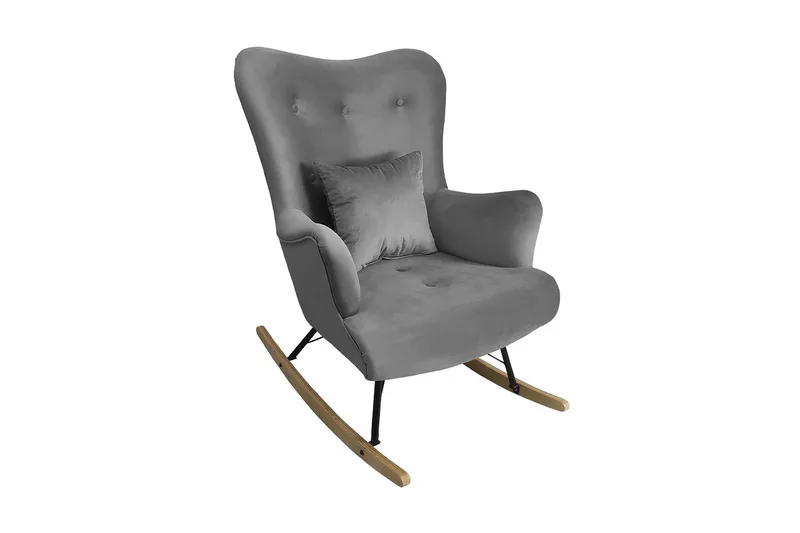 Skandynawski Fåtölj - Sammet/Grå - Möbler - Vardagsrum - Fåtöljer - Sammetsfåtölj