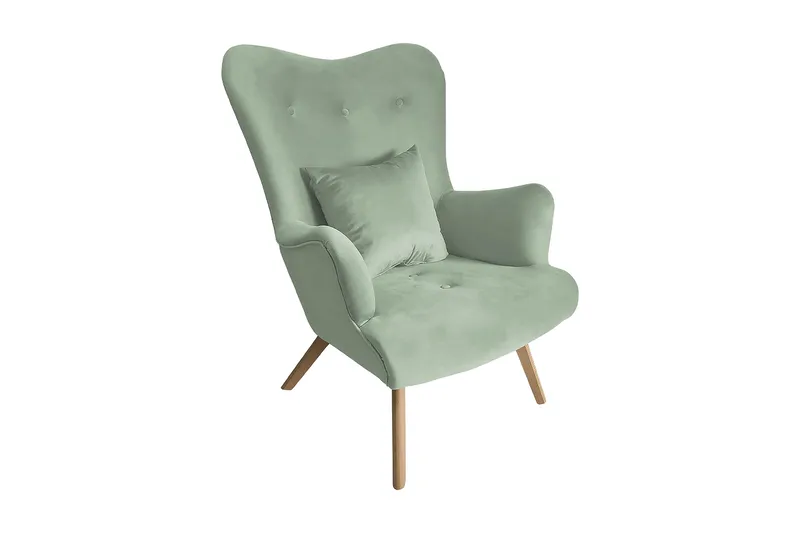 Skandynawski Fåtölj, Sammet/Grön