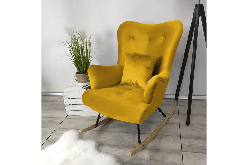 Skandynawski Fåtölj - Sammet/Gul - Möbler - Vardagsrum - Fåtöljer - Sammetsfåtölj
