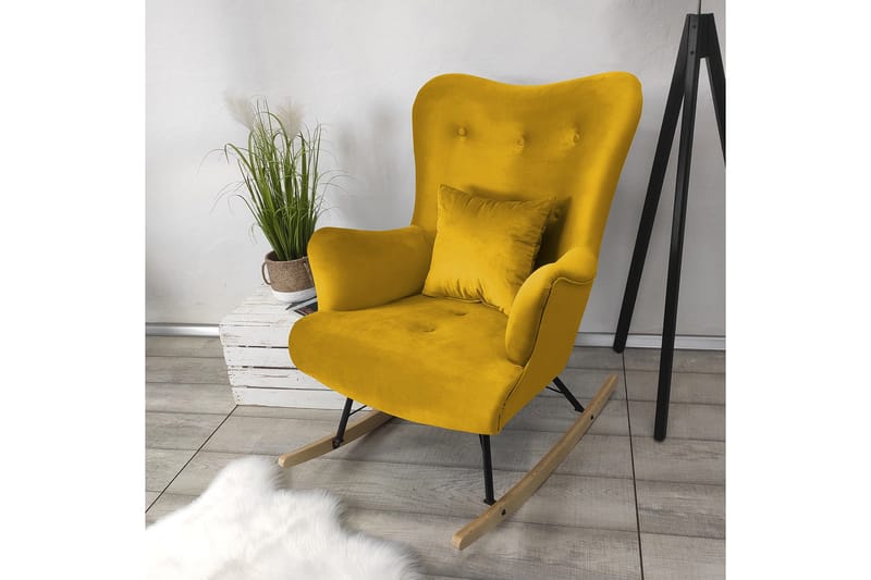 Skandynawski Fåtölj - Sammet/Gul - Möbler - Vardagsrum - Fåtöljer - Sammetsfåtölj