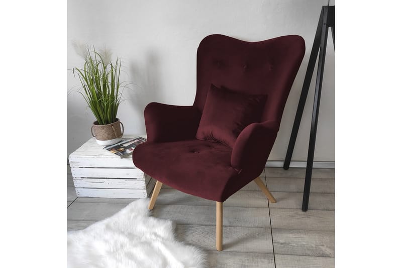 Skandynawski Fåtölj - Sammet/Lila/Röd - Möbler - Vardagsrum - Fåtöljer - Sammetsfåtölj