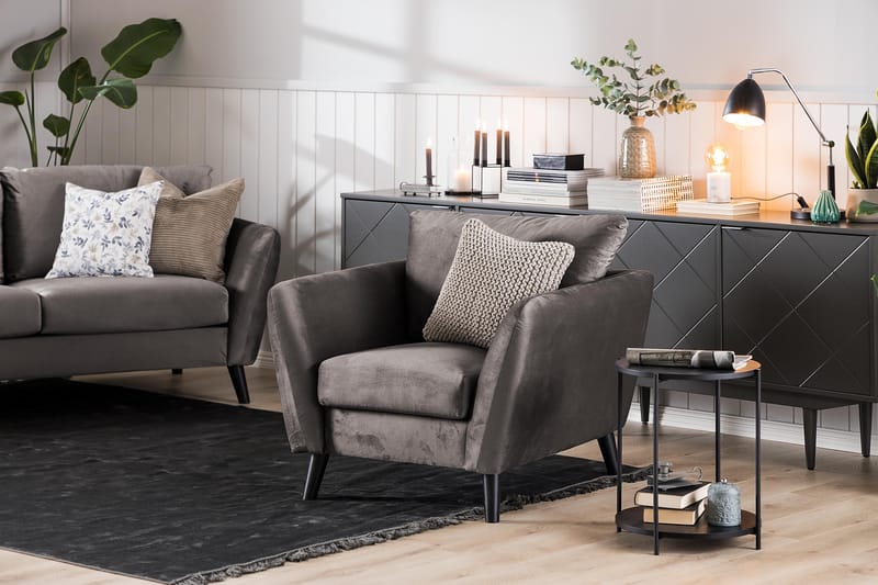 Trend Fåtölj - Mörkgrå Sammet - Möbler - Vardagsrum - Fåtöljer - Sammetsfåtölj