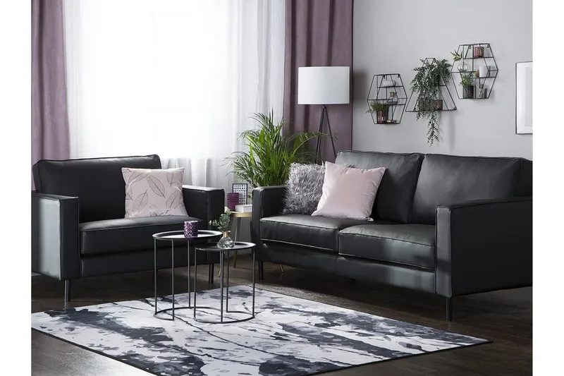 Savalen Rektangulär Modern Fåtölj i Konstläder, Svart