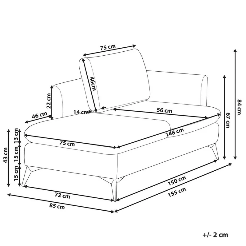 Schäslong Sievoz - Blå, Svart/Högervänd - Möbler - Vardagsrum - Fåtöljer - Schäslongfåtöljer & divanfåtöljer