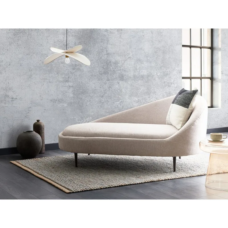 Schäslong Valreas - Beige, svart/Högervänd - Möbler - Vardagsrum - Fåtöljer - Schäslongfåtöljer & divanfåtöljer