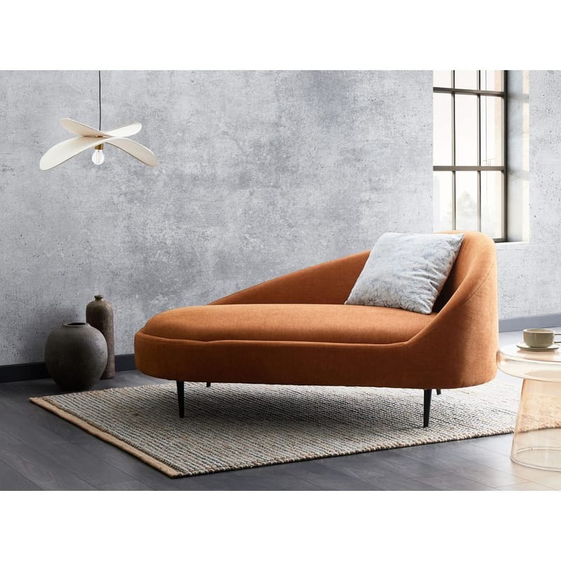 Schäslong Valreas - Orange, svart/Högervänd - Möbler - Vardagsrum - Fåtöljer - Schäslongfåtöljer & divanfåtöljer