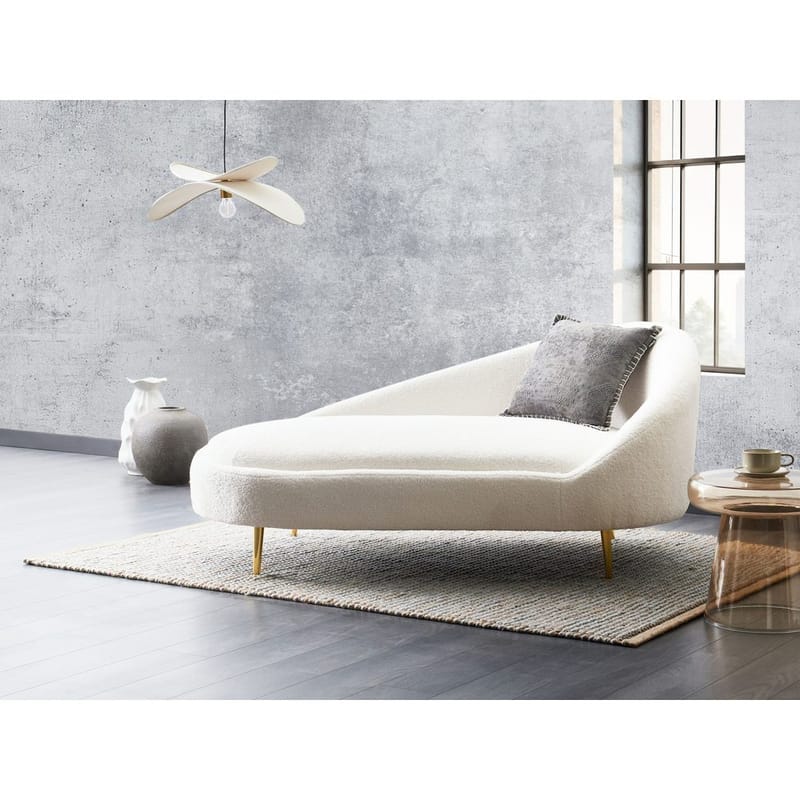 Schäslong Valreas - Vitt, guld/Högervänd - Möbler - Vardagsrum - Fåtöljer - Schäslongfåtöljer & divanfåtöljer