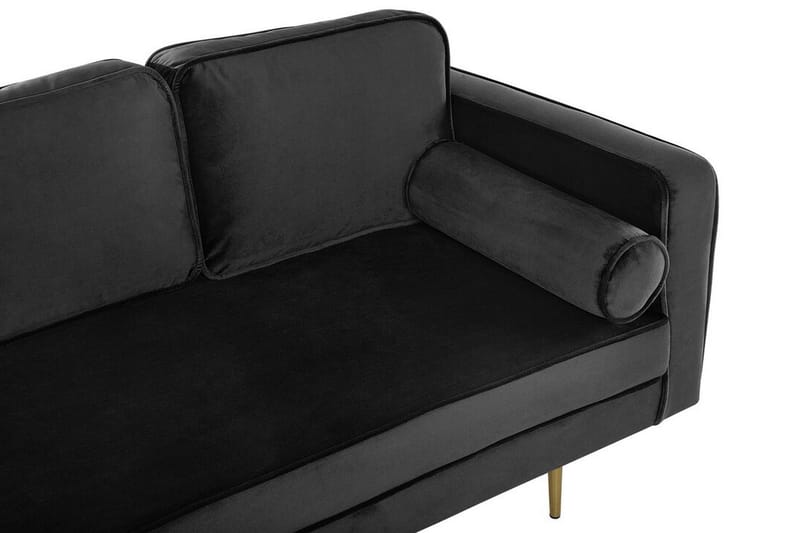 Llanfach Schäslong Höger Sammet - Svart - Möbler - Vardagsrum - Fåtöljer - Schäslongfåtöljer & divanfåtöljer
