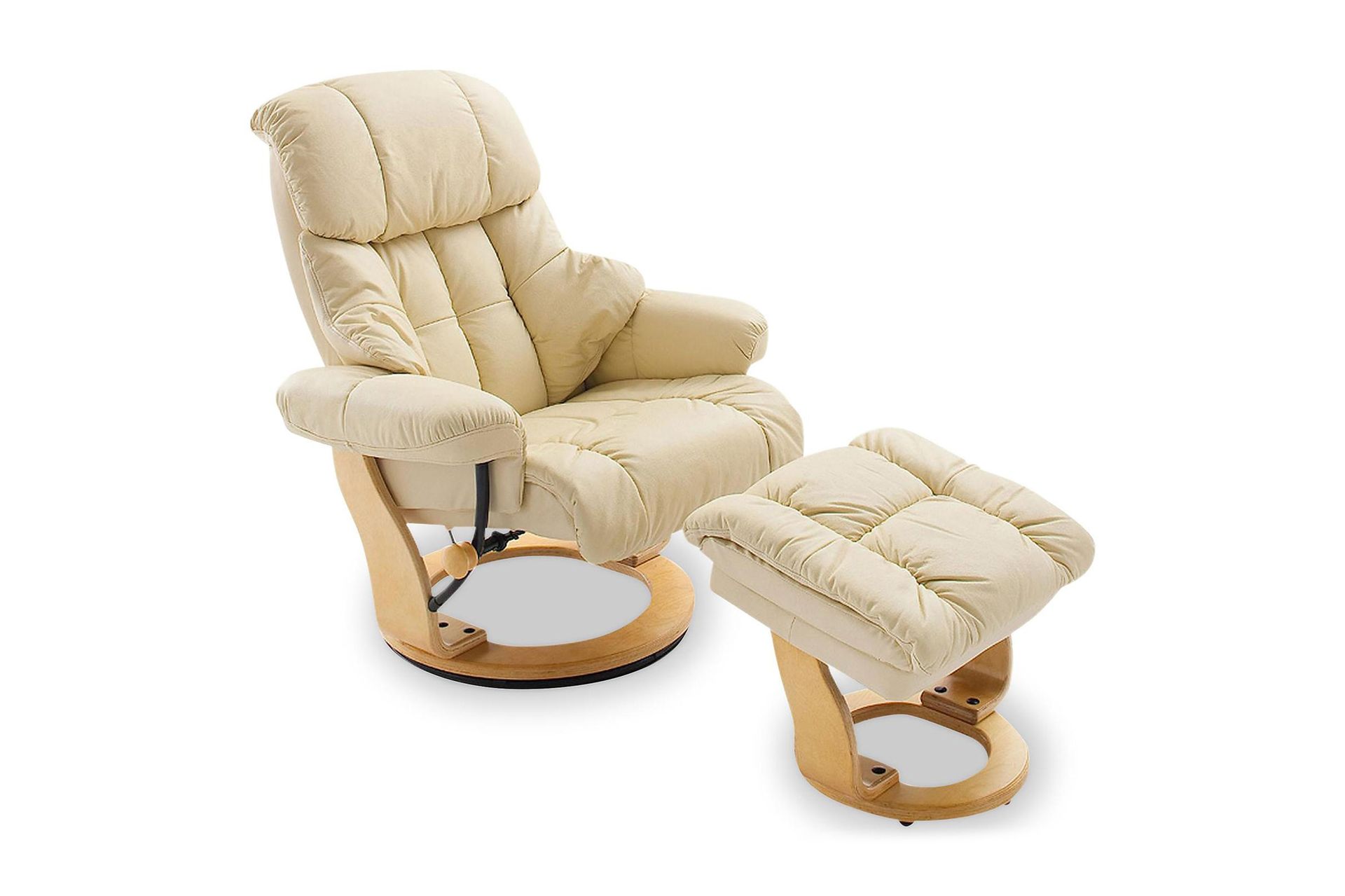 COLUMBIA Snurrfåtölj + Pall Natur/Beige - Möbler - Vardagsrum - Fåtöljer - Skinnfåtölj