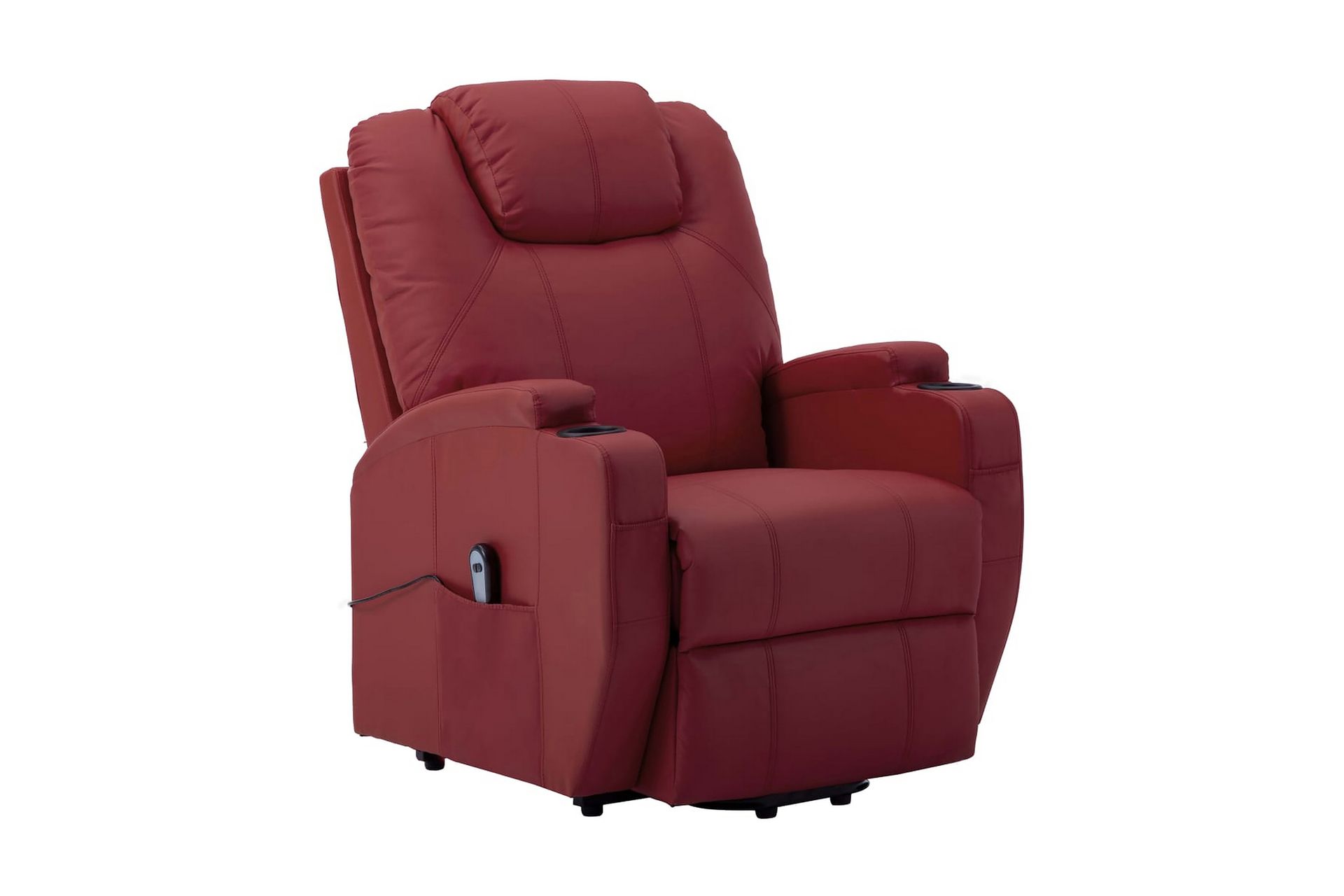 Fåtölj med uppresningsfunktion vinröd konstläder - Röd