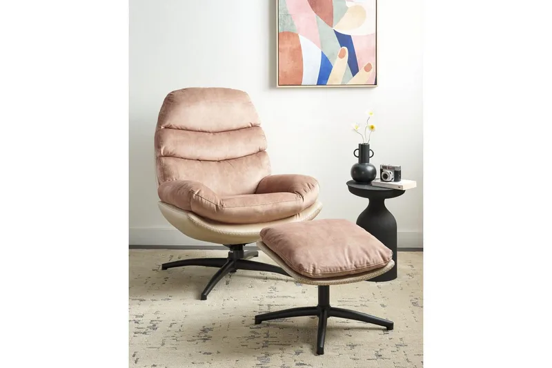 Svängbar fåtölj Eide - Beige, svart - Möbler - Vardagsrum - Fåtöljer - Fåtölj utan armstöd