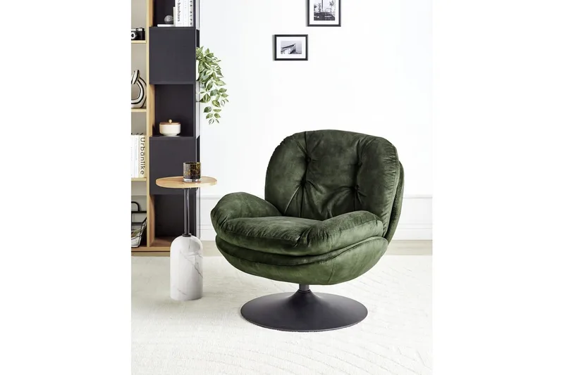 Svängbar fåtölj Nolvik - Grön, Svart - Möbler - Vardagsrum - Fåtöljer - Fåtölj utan armstöd