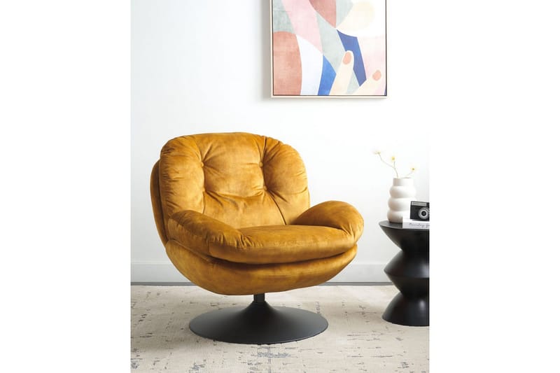 Svängbar fåtölj Nolvik - Gul, Svart - Möbler - Vardagsrum - Fåtöljer - Fåtölj utan armstöd