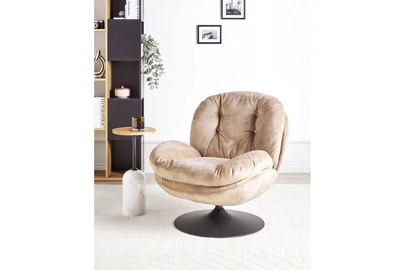 Svängbar fåtölj Nolvik - Sandbeige, svart - Möbler - Vardagsrum - Fåtöljer - Fåtölj utan armstöd