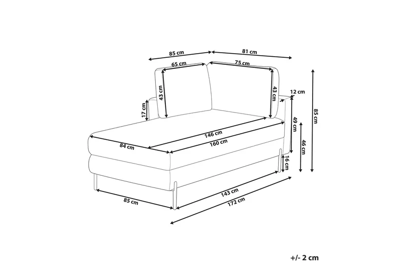 Toliman Schäslong 172 cm Höger - Beige/Svart - Möbler - Vardagsrum - Fåtöljer - Schäslongfåtöljer & divanfåtöljer