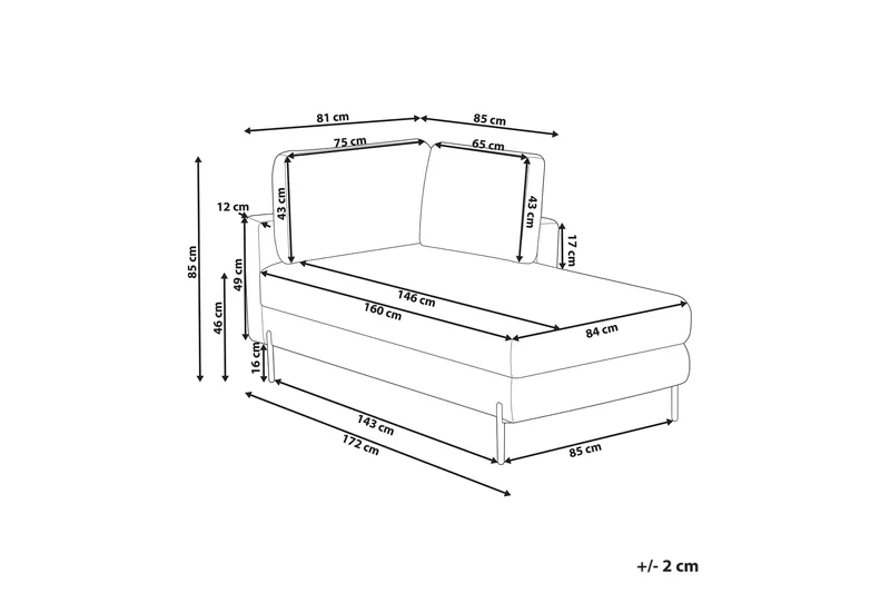 Toliman Schäslong 172 cm Vänster - Brun/Svart - Möbler - Vardagsrum - Fåtöljer - Schäslongfåtöljer & divanfåtöljer