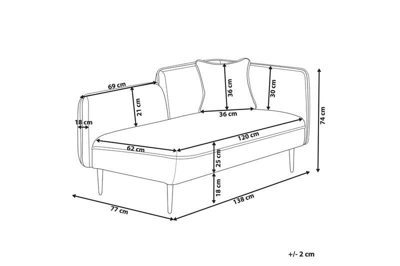 Toyoki Schäslong 138 cm Höger - Beige/Svart - Möbler - Vardagsrum - Fåtöljer - Schäslongfåtöljer & divanfåtöljer