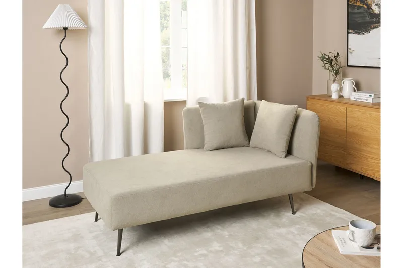 Toyoko Schäslong 156 cm Höger - Beige/Svart - Möbler - Vardagsrum - Fåtöljer - Schäslongfåtöljer & divanfåtöljer