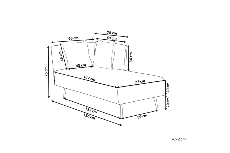 Toyoko Schäslong 156 cm Vänster - Svart/Vit - Möbler - Vardagsrum - Fåtöljer - Schäslongfåtöljer & divanfåtöljer