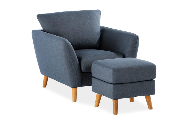 Trend Fåtölj med Fotpall, Blå