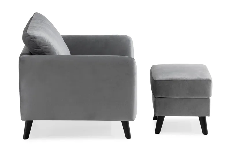 Trend Fåtölj med Fotpall - Ljusgrå Sammet - Möbler - Vardagsrum - Fåtöljer - Sammetsfåtölj