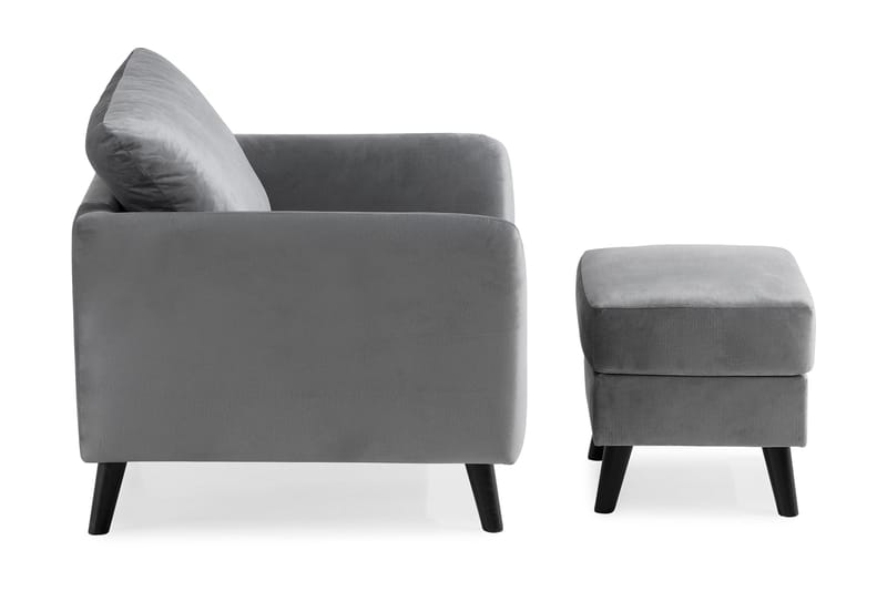 Trend Fåtölj med Fotpall - Ljusgrå Sammet - Möbler - Vardagsrum - Fåtöljer - Sammetsfåtölj