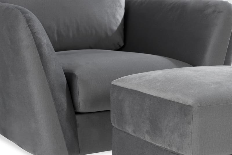 Trend Fåtölj med Fotpall - Ljusgrå Sammet - Möbler - Vardagsrum - Fåtöljer - Sammetsfåtölj