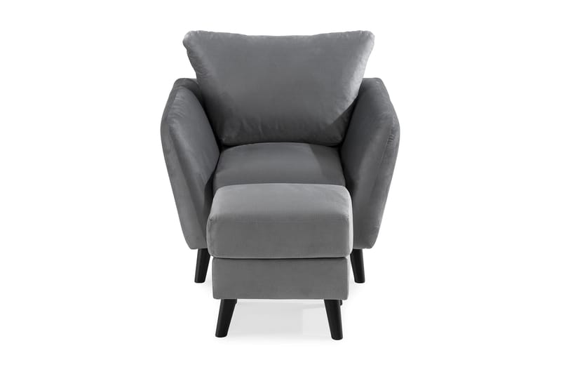 Trend Fåtölj med Fotpall - Ljusgrå Sammet - Möbler - Vardagsrum - Fåtöljer - Sammetsfåtölj