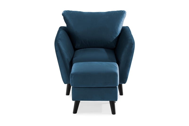 Trend Fåtölj med Fotpall - Midnattsblå Sammet - Möbler - Vardagsrum - Fåtöljer - Sammetsfåtölj