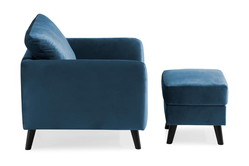 Trend Fåtölj med Fotpall - Midnattsblå Sammet - Möbler - Vardagsrum - Fåtöljer - Sammetsfåtölj