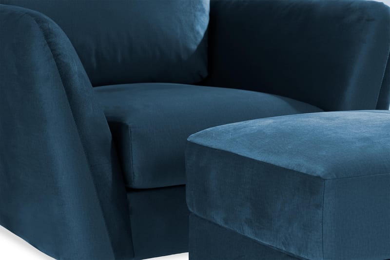 Trend Fåtölj med Fotpall - Midnattsblå Sammet - Möbler - Vardagsrum - Fåtöljer - Sammetsfåtölj