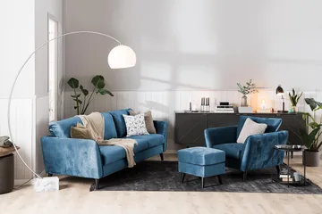 Trend Fåtölj med Fotpall - Midnattsblå - Möbler - Vardagsrum - Fåtöljer - Fåtölj med fotpall