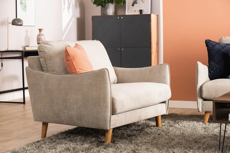 Trend Lyx Fåtölj - Beige/Ek - Möbler - Vardagsrum - Fåtöljer