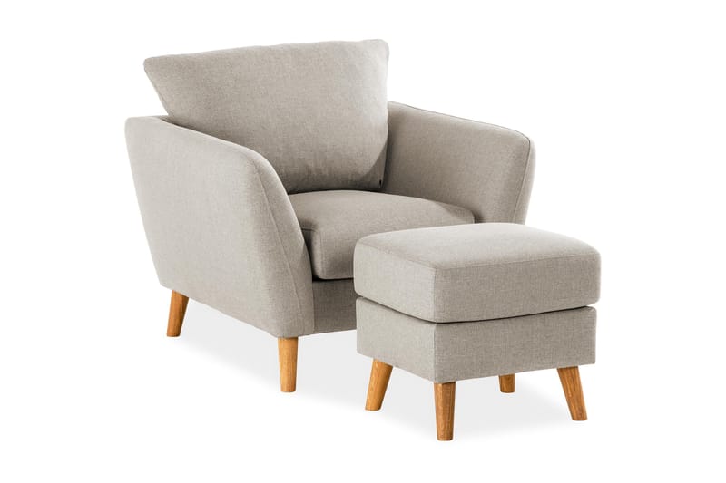 Trend Soffgrupp Fåtölj med Fotpall - Beige - Möbler - Vardagsrum - Fåtöljer