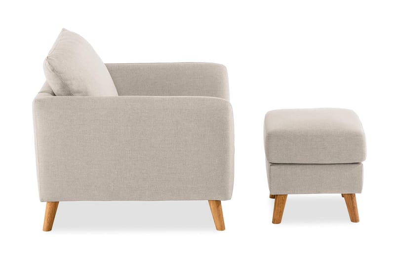Trend Soffgrupp Fåtölj med Fotpall - Beige - Möbler - Vardagsrum - Fåtöljer