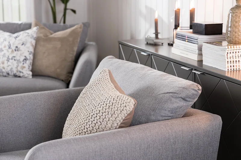 Trend Soffgrupp Fåtölj med Fotpall - Ljusgrå - Möbler - Vardagsrum - Fåtöljer - Fåtölj med fotpall