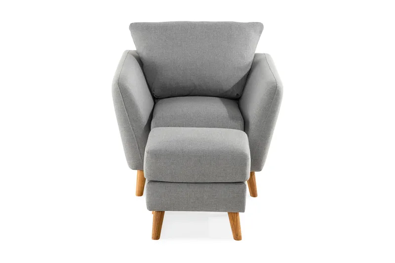 Trend Soffgrupp Fåtölj med Fotpall - Ljusgrå - Möbler - Vardagsrum - Fåtöljer - Fåtölj med fotpall