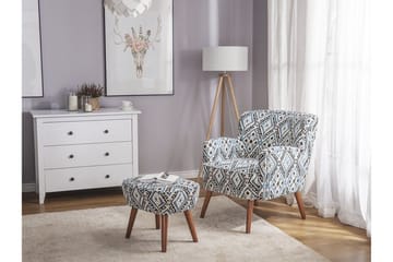 Tumba Oval Retro Fåtölj i Tyg med Träben - Vit - Möbler - Vardagsrum - Fåtöljer