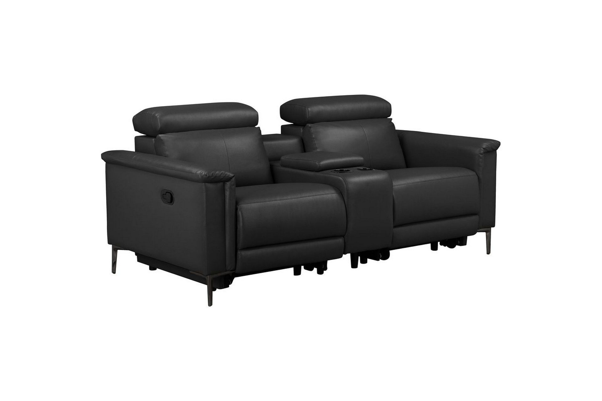 Vanlig liggf&aring;t&ouml;lj Loft24 Dubbel recliner stol Loft24 Lund Black Artificial leather\|\|Genuine Leather -