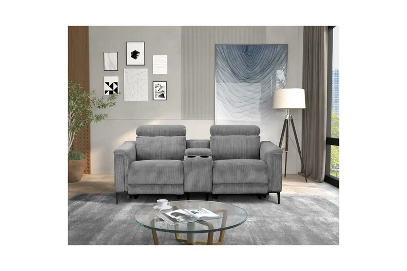 Vanlig liggfåtölj Loft24 Dubbel recliner stol Loft24 Lund Grey 100% polyester - Möbler - Vardagsrum - Soffor - Reclinersoffor & Biosoffor