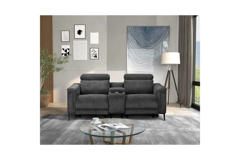 Vanlig liggfåtölj Loft24 Dubbel recliner stol Loft24 Lund Grey1 100% polyester - Möbler - Vardagsrum - Soffor - Reclinersoffor & Biosoffor