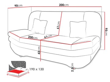 Figurelle 3-sits Bäddsoffa - grå - Möbler - Vardagsrum - Bäddsoffor