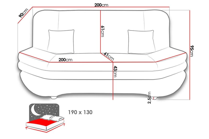 Figurelle Bäddsoffa 2-sits i Chenille - Orange - Möbler - Vardagsrum - Bäddsoffor
