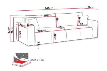 Flo 3-sits Bäddsoffa med Förvaring i Tyg - Vit - Möbler - Vardagsrum - Bäddsoffor