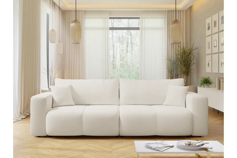 Flo Bäddsoffa 3-sits i Plysch - Grå - Möbler - Vardagsrum - Bäddsoffor