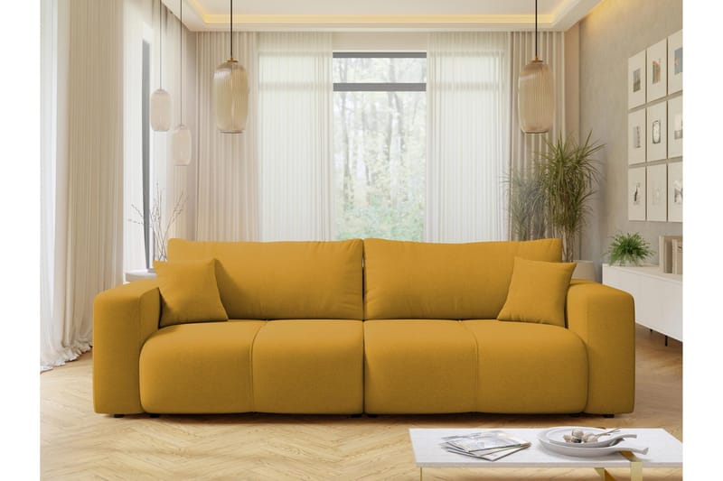 Flo Bäddsoffa 3-sits i Plysch - Gul - Möbler - Vardagsrum - Bäddsoffor