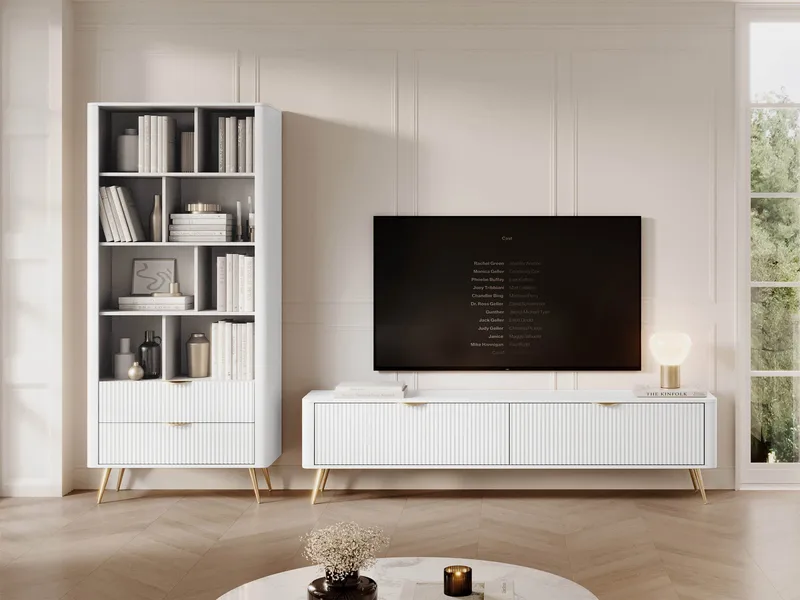 Forba Möbelset vardagsrum - tv-bänk och bokhylla - vit - Möbler - Vardagsrum - Möbelset för vardagsrum