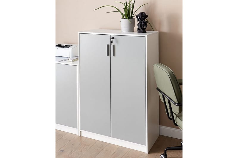 Förvaringsenhet Zehna Grå, vit, 80x40x117 cm - Grå, vit, 80x40x117 cm - Möbler - Vardagsrum - Tv-möbler & mediamöbler